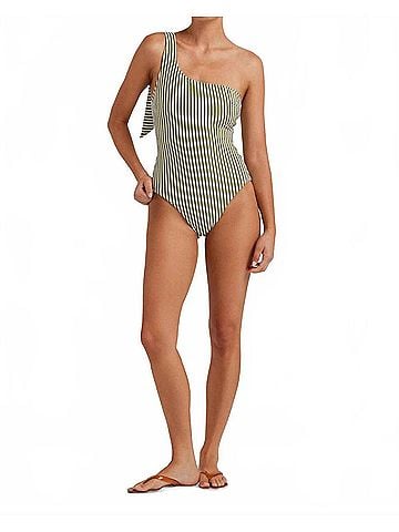 Peony One Shoulder One Piece in Fern (view 2)