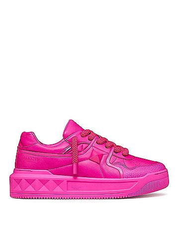 Valentino Garavani Women's One Stud Xl Leather Sneakers in Fuchsia (view 1)