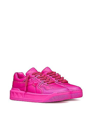 Valentino Garavani Women's One Stud Xl Leather Sneakers in Fuchsia (view 2)