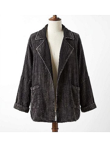 Jodifl Cotton Gauze Blazer in Black Washed (view 1)