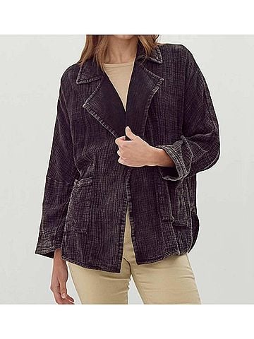 Jodifl Cotton Gauze Blazer in Black Washed (view 2)