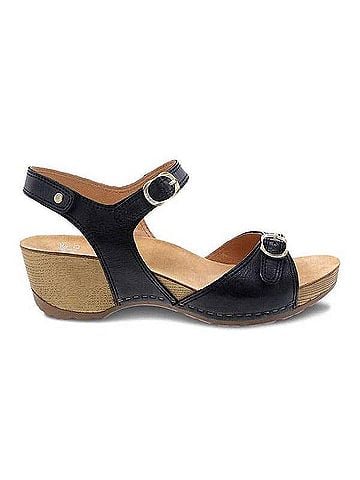 Dansko Women's Tricia Wedge Sandals in Black (view 1)