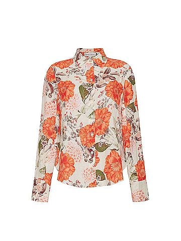 Cara Cara Perfect Long Sleeve Floral Shirt in Orange (view 1)