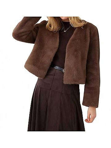 Karen Kane Reversible Fur Coat in Brown (view 2)