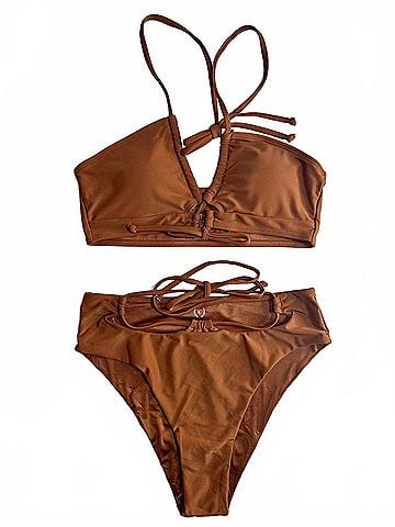 Yacht Club Women's Vitamin Sea 2 Piece Bikini Set in Chocolate (view 1)