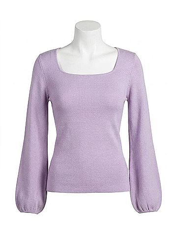 ee:some Penny Puff Sleeve Back Tie Sweater Top in Lavender (view 1)