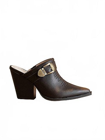 Oasis Society Women's Dixie Western Inspired Mules in Coffee (view 1)