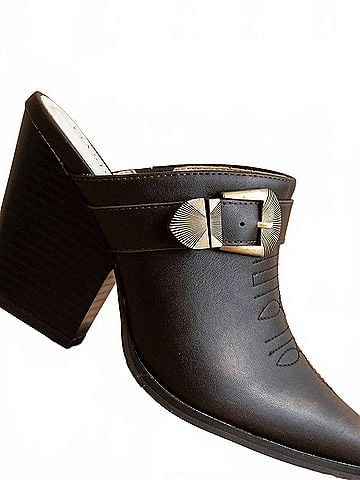 Oasis Society Women's Dixie Western Inspired Mules in Coffee (view 2)
