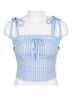 KESTAN Checkered-gingham Blue Picnic Sleeveless Top Size XS - photo 1