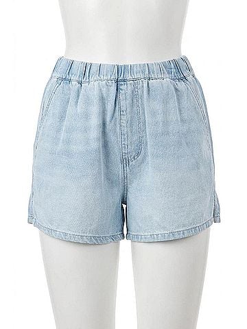 Judy Blue High Waisted Featherweight Boxer Shorts in Light Wash (view 1)