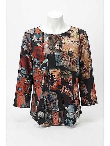 Jess & Jane Lisa Soft Touch Round Hem Top in Multi (view 1)