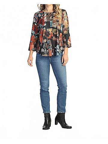 Jess & Jane Lisa Soft Touch Round Hem Top in Multi (view 2)
