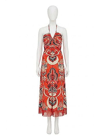 Cara Cara Shelter Island Midi Dress in Palm Pavillion Coral (view 1)