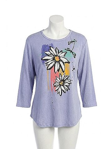 Jess & Jane Twins Mineral Washed Cotton Top in Periwinkle (view 1)