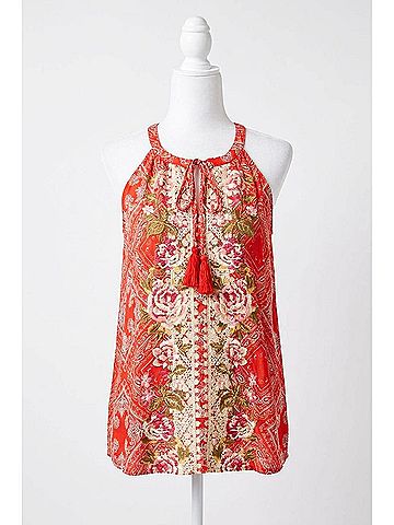 Andree by UNIT Bandana Embroidered Tank Top - Plus in Red (view 1)
