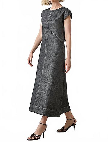 Lilla P Metallic Seamed Dress in Metallic Copper (view 2)