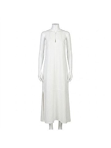 Lilla P Women's Sleeveless Keyhole Maxi Dress in White (view 1)