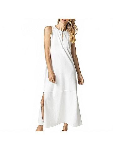 Lilla P Women's Sleeveless Keyhole Maxi Dress in White (view 2)