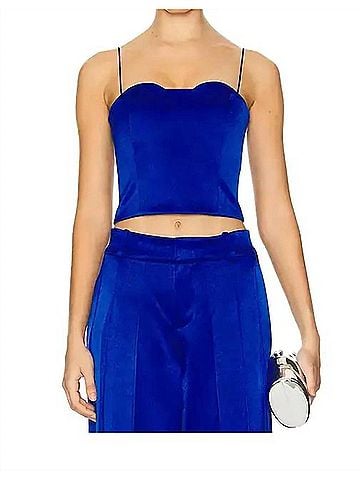 Alice + Olivia Ada Bustier Cropped Top in 0470 Royal Sea4 (view 2)