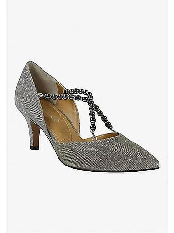 J. Renee Women's Zayna Slip On Pumps in Pewter Glitter (view 2)