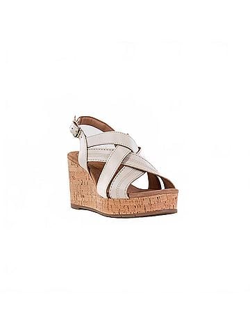 Clarks Women's Sabina Sling Cork-Wrapped Wedge in Creme Leather (view 2)