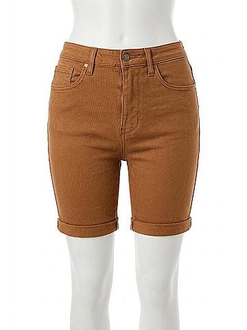 Judy Blue Tummy Control Bermuda Shorts in Brown (view 1)