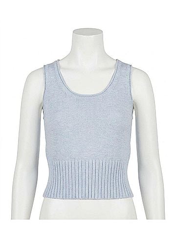 Lilla P Cropped Scoop Tank Sweater Top in Clearwater (view 1)