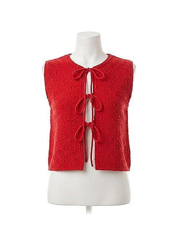 MIOU MUSE Love Me Knot Tie Front Top in Red (view 1)