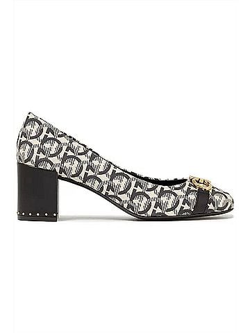 Salvatore Ferragamo Women's Monochrome Canvas Garda Gancini Pumps (view 1)
