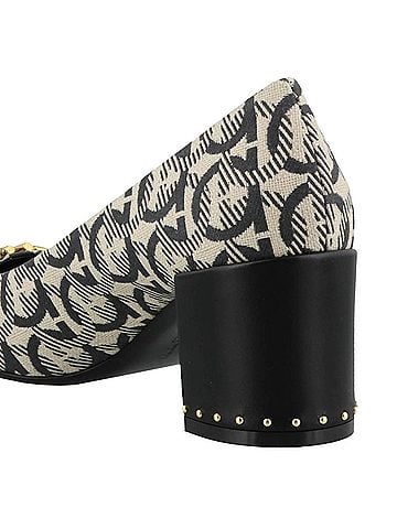 Salvatore Ferragamo Women's Monochrome Canvas Garda Gancini Pumps (view 2)