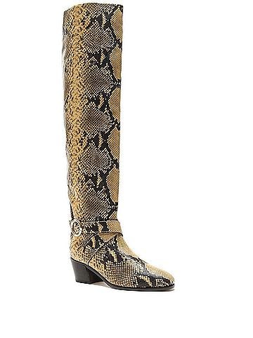 Jimmy Choo Women's Beca 45Mm Snake Print Boots in Yellow (view 2)