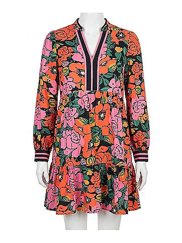 Jodifl Regina Floral Babydoll Mini Dress in Black Floral (view 1)