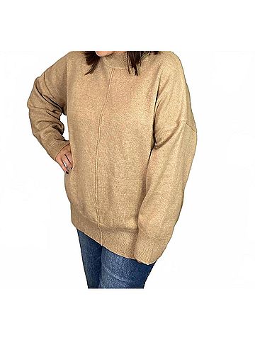 Blu Pepper Front Seam Sweater in Taupe (view 2)