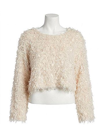 Lucy Paris Erna Cropped Knit Sweater in Ivory (view 1)