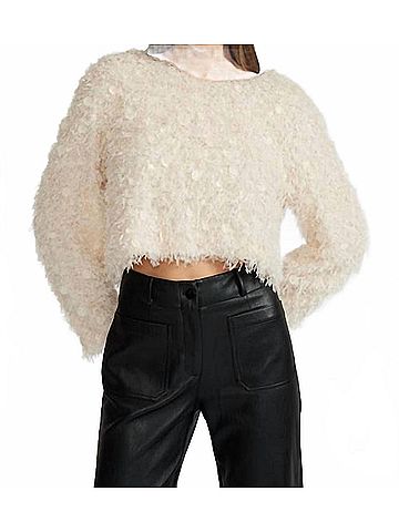 Lucy Paris Erna Cropped Knit Sweater in Ivory (view 2)