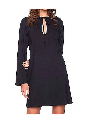 Susana Monaco Bell Sleeve Keyhole Tie Dress in Black (view 2)