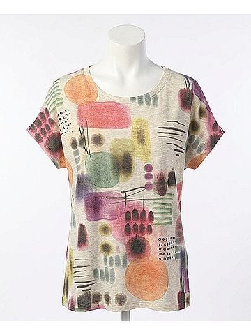 Jess & Jane Verona Round Neck Drop Sleeve Top in Multicolor (view 1)