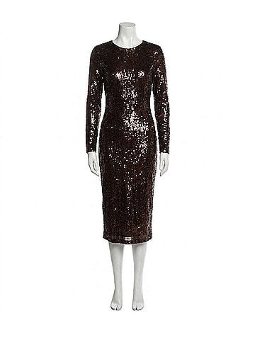 Steve Madden Hailee Long Sleeve Midi Dress in Brown (view 1)