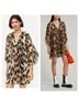 Ganni 100% Polyester Leopard Print Tan Black Casual Dress Size XS - photo 9