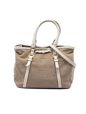 Prada Canvas Canapa Logo Bow Satchel (view 1)