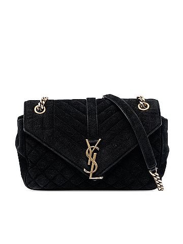 Saint Laurent Medium Suede Triquilt Monogram College Bag (view 1)
