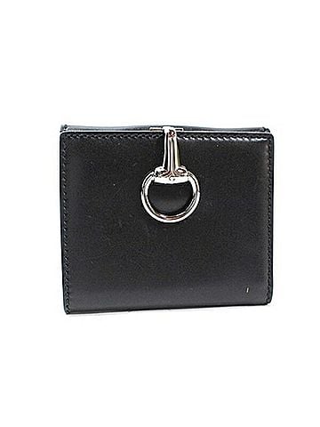 Gucci Gucci Horsebit Bi-fold Compact Leather Wallet, Black, 101604, GUCCI, Unisex, Women's, Men's (view 1)