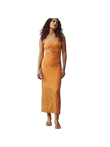 Anthropologie Strapless Textured Knit Slip Midi Dress Casual Dress (view 1)
