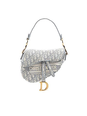 Dior Oblique Embroidered Canvas Saddle Bag (view 1)