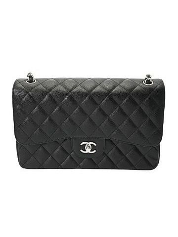 Chanel CHANEL Matelassé Double Flap Chain Shoulder Bag, 30cm, Black, A58600, Women's, Caviar Skin, A Rank, Used, Ginzo (view 1)