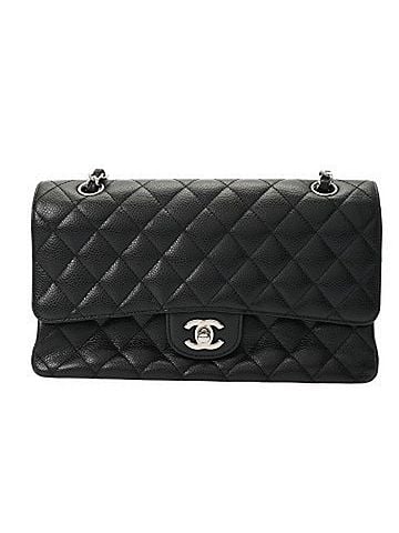 Chanel CHANEL Matelassé Double Flap Chain Shoulder Bag, 25cm, Black, A01112, Women's, Caviar Skin, AB Rank, Used, Ginzo (view 1)