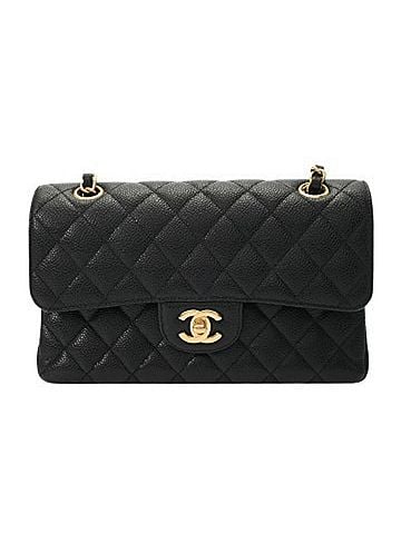Chanel CHANEL Matelassé Chain Shoulder Bag, 23cm, Double Flap, Black, A01113, Women's, Caviar Leather, A Rank, Used, Ginzo (view 1)