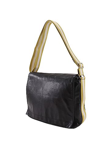 Bally Bally Trainspotting Shoulder Bag, Calfskin, Black/Yellow, A4 Size, Magnetic Closure, Men's (view 2)