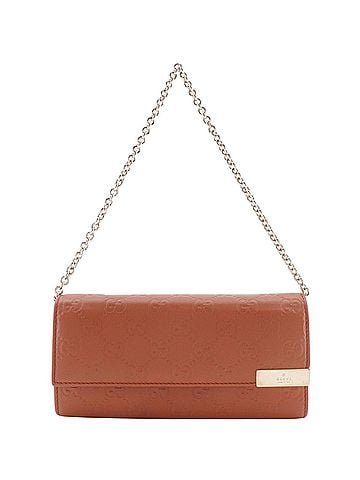 Gucci Gucci GG Embossed Chain Wallet 269541 Leather Orange Snap Button emboss Women's (view 1)
