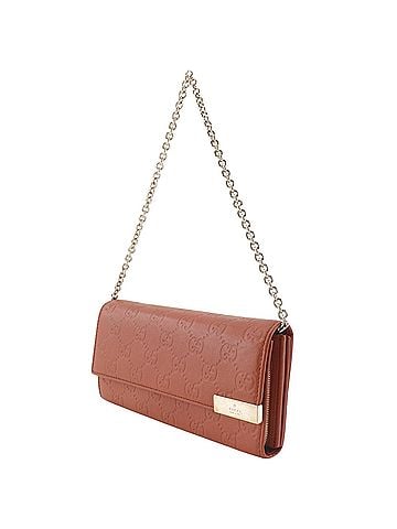 Gucci Gucci GG Embossed Chain Wallet 269541 Leather Orange Snap Button emboss Women's (view 2)
